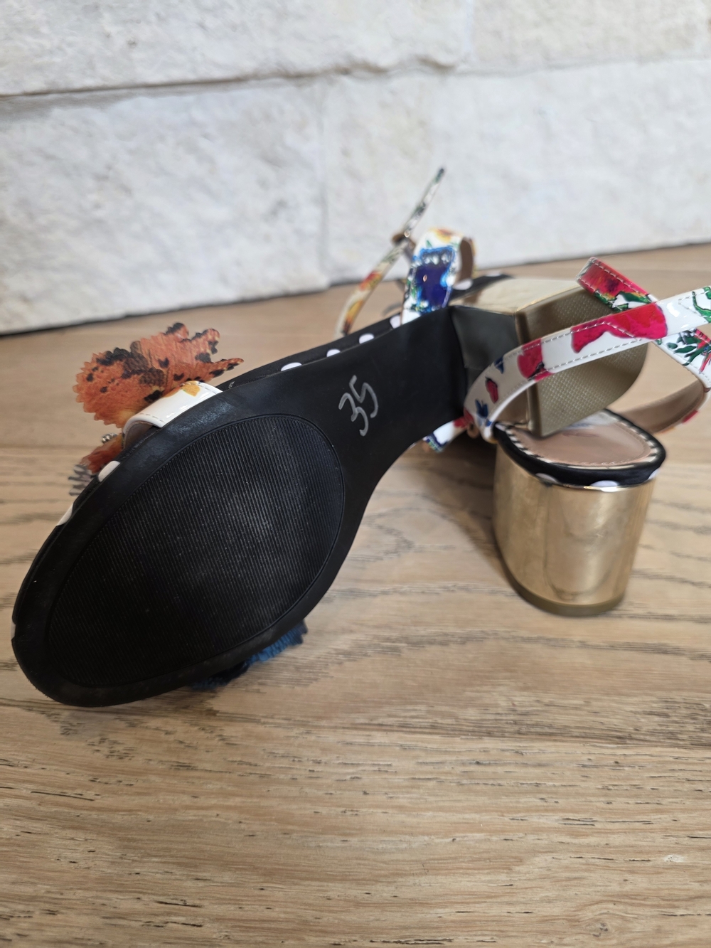 Betsey Johnson Black Polka Dot Butterfly Ankle-Strap Low Heel - Picture 5 of 5